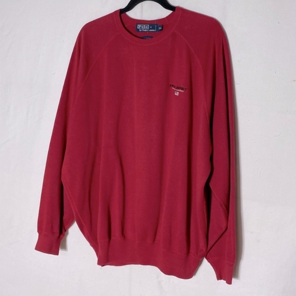 Vintage Polo By Ralph Lauren Red Cotton Knit Crew Neck Sweater XXL - Picture 13 of 13